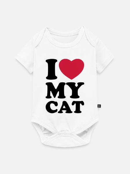 I love my cat - Ik hou van mijn kat - Premium kortærmet baby-body  - hvid
