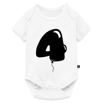 4 vier, Lufballon Zahl - Baby Premium Kurzarmbody - Weiß - Vorne