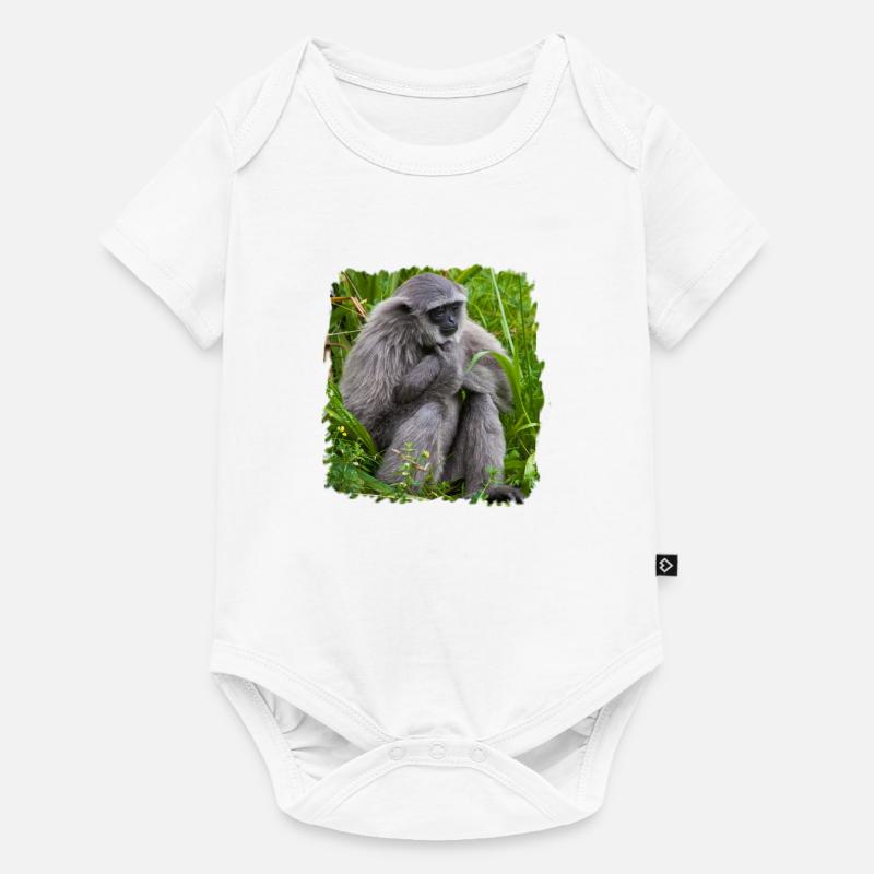Affe Monkey Gibbon affe - Baby Premium Kurzarmbody - Weiß