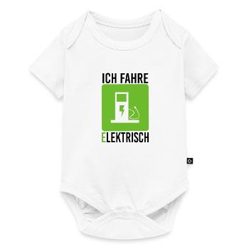 Ich fahre elektrisch Elektroauto Zapfsäule Strom - Baby Premium Kurzarmbody - Weiß - Vorne