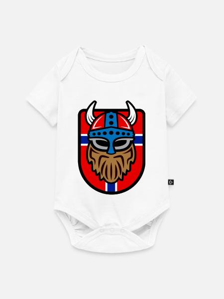 Logo viking cool avec drapeau norvégien - Body à manches courtes Premium Bébé - blanc