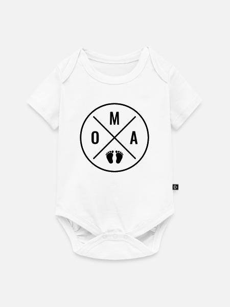 OMA HERZ BABY BABYFÜßE LIEBE (Farbe anpassbar) OMA - Baby Premium Kurzarmbody - Weiß