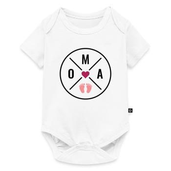 Oma Herz Baby Babyfüße Liebe Farben anpassbar OMA - Baby Premium Kurzarmbody - Weiß - Vorne