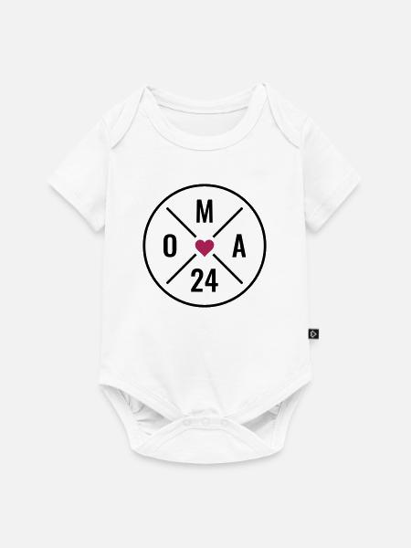 Oma 24 - Oma Herz - Oma 2024 - Baby Premium Kurzarmbody - Weiß