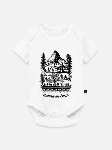 Alpenpanorama Scherenschnitt - Baby Premium Kurzarmbody - Weiß