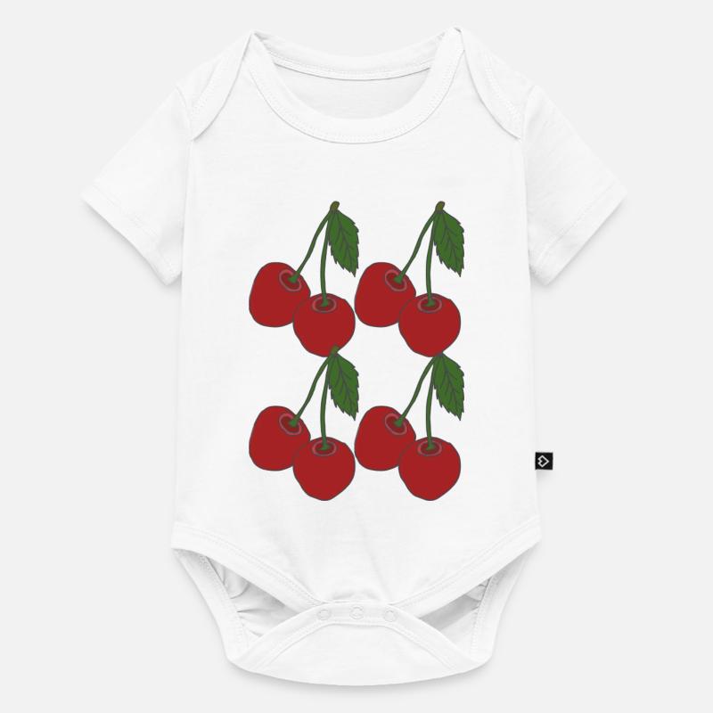 kirschen 4fach - Baby Premium Kurzarmbody - Weiß