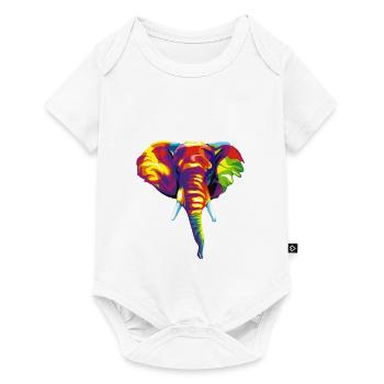 Elephant with colourful abstract motif. - Baby Premium short-sleeve bodysuit - white - Front