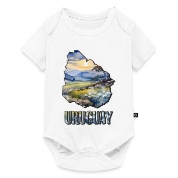 Carte à l’aquarelle de l’Uruguay - Body à manches courtes Premium Bébé - blanc - Devant