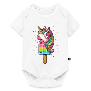 colourful unicorn ice cream motif for summer - Baby Premium short-sleeve bodysuit - white - Front