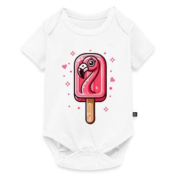 Joli motif de glace flamant rose pour l’été - Body à manches courtes Premium Bébé - blanc - Devant