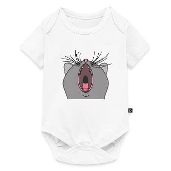 Gähnende Katze - Baby Premium Kurzarmbody - Weiß - Vorne