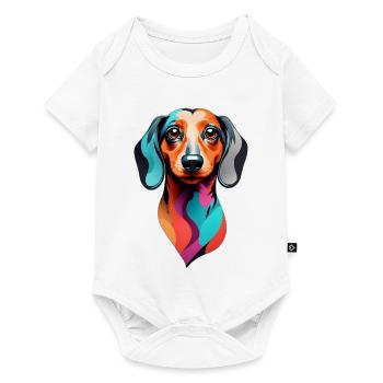 Teckel coloré - Body à manches courtes Premium Bébé - blanc - Devant