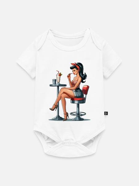 Milchshake Rockabilly Pin Up Geschenk - Baby Premium Kurzarmbody - Weiß