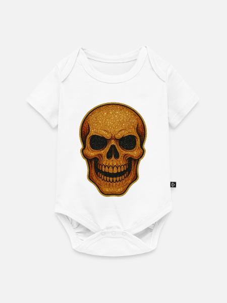 Glitzernder Goldschädel Schädel-Design - Baby Premium Kurzarmbody - Weiß