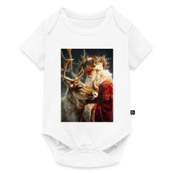 Winter Santa and Reindeer Embrace - Baby Premium short-sleeve bodysuit - white - Front