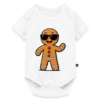 Pain d’épice bonhomme avec lunettes de soleil - Body à manches courtes Premium Bébé - blanc - Devant