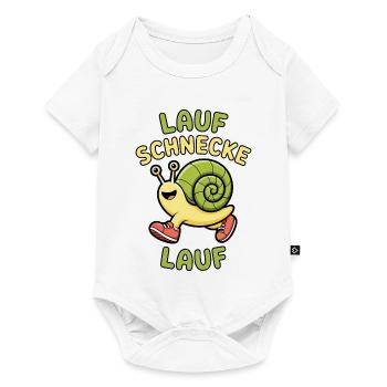 Lauf Schnecke Lauf – lustiges Tiermotiv, Spruch - Baby Premium Kurzarmbody - Weiß - Vorne