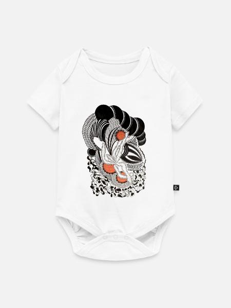 Ornamentales Schwarzweiß Muster - Baby Premium Kurzarmbody - Weiß