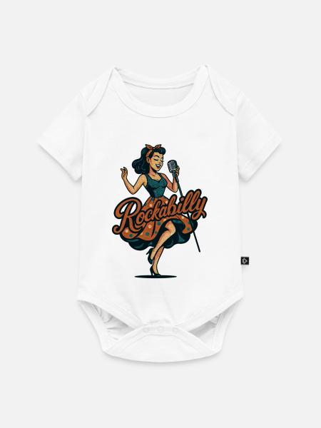 Rockabilly Kohlemikrofon Singen 50er Geschenk - Baby Premium Kurzarmbody - Weiß
