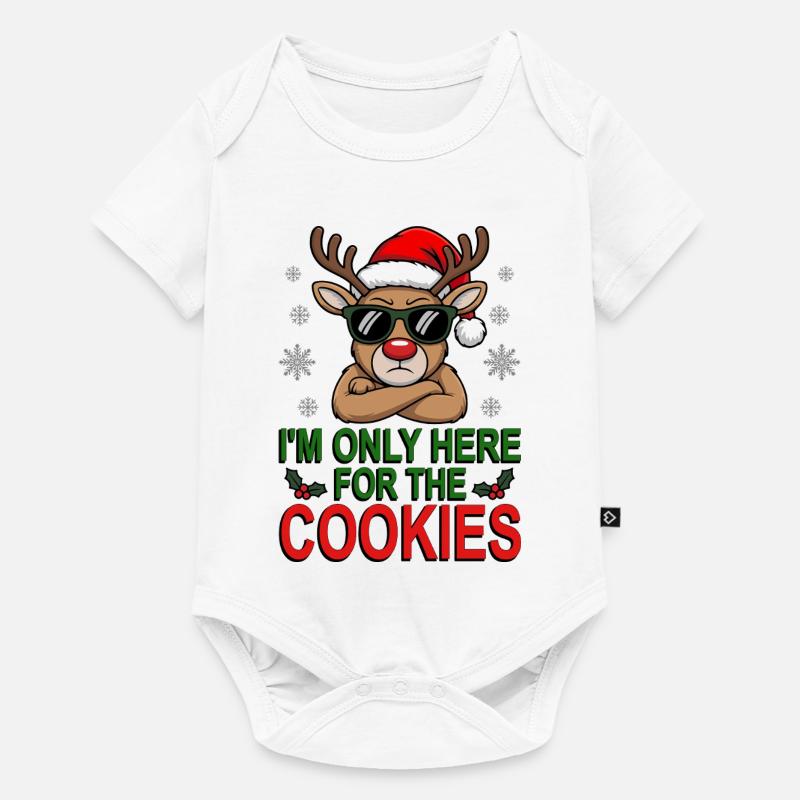 Juste pour les biscuits, renne avec des lunettes de soleil - Body à manches courtes Premium Bébé - blanc