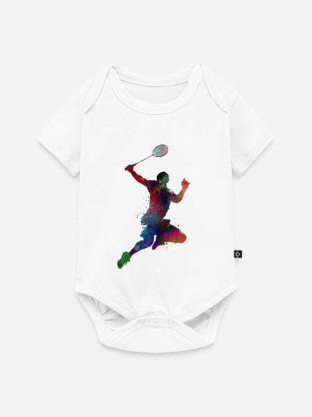 Badminton-Sportkunst #badminton - Baby Premium Kurzarmbody - Weiß