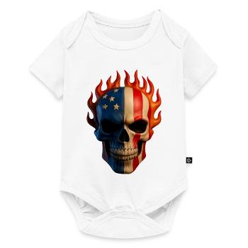 Flaming Flag Skull - Baby Premium short-sleeve bodysuit - white - Front