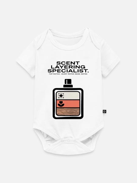 Scent Layering Top Heart Base Notes - Baby Premium Kurzarmbody - Weiß