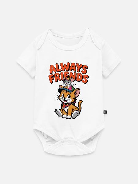 Immer Freunde Katzen Maus - Baby Premium Kurzarmbody - Weiß