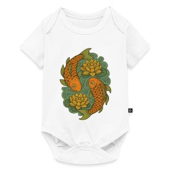 Koi and Lotus Circle Art - Baby Premium short-sleeve bodysuit - white - Front