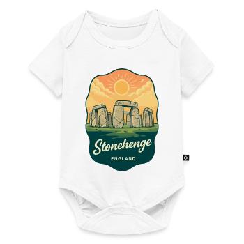 Badge de voyage Stonehenge Angleterre Vintage Sunset - Body à manches courtes Premium Bébé - blanc - Devant