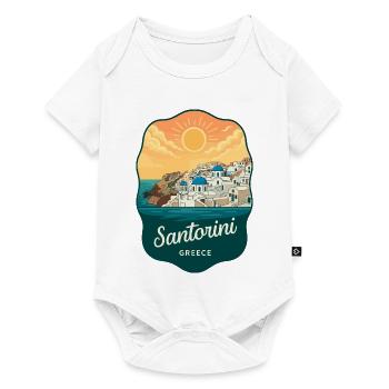 Santorini Blue Domes Retro Sunset Badge - Baby Premium short-sleeve bodysuit - white - Front