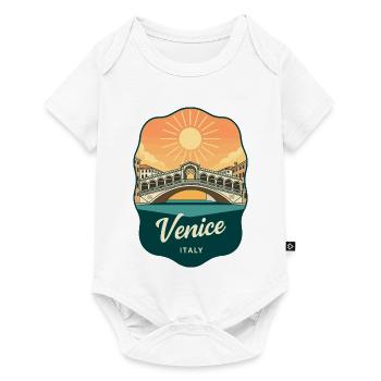 Insigne vintage du coucher de soleil du pont Venice Rialto - Body à manches courtes Premium Bébé - blanc - Devant