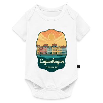 Badge Rétro Sunset de Copenhague Nyhavn - Body à manches courtes Premium Bébé - blanc - Devant