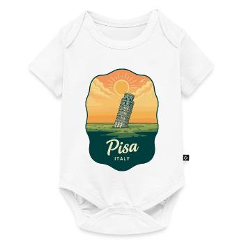 Insigne vintage Sunset de la Tour de Pise - Body à manches courtes Premium Bébé - blanc - Devant
