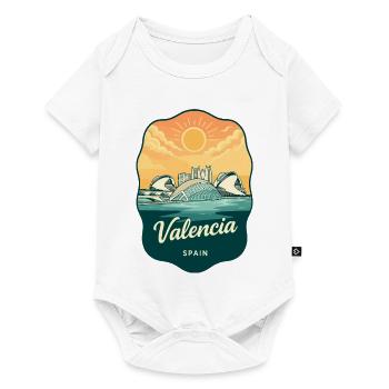 Valencia Spain Vintage Sunset Travel Badge - Baby Premium short-sleeve bodysuit - white - Front