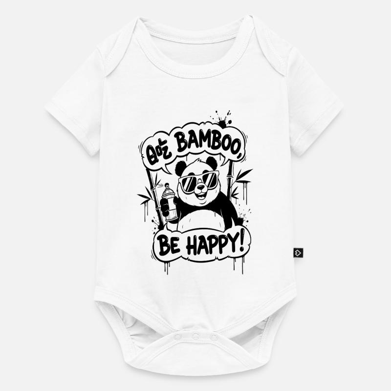 Panda Graffiti Be Happy - Body à manches courtes Premium Bébé - blanc