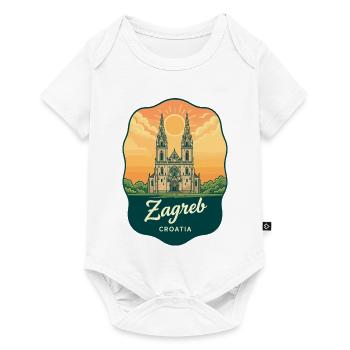 Zagreber Kathedral Vintage Sunset Reiseabzeichen - Baby Premium Kurzarmbody - Weiß - Vorne