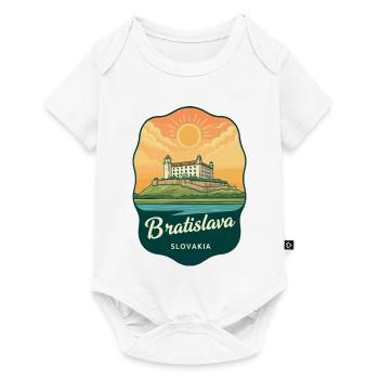 Bratislava Castle Retro Sunset Travel Badge - Baby Premium short-sleeve bodysuit - white - Front