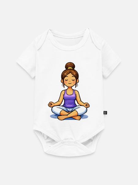 Meditierende Schneidersitz Frau - Baby Premium Kurzarmbody - Weiß