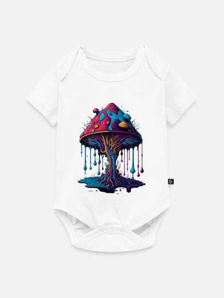 Psychedelischer Leuchtpilz Wald - Baby Premium Kurzarmbody - Weiß