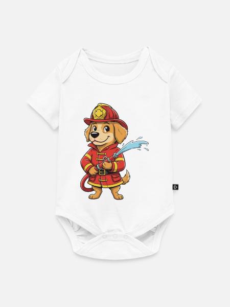 Löschhund Feuerwehrheld - Baby Premium Kurzarmbody - Weiß
