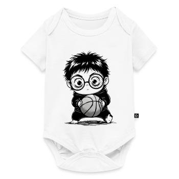 Kids Basketball Hoodie Sport Black and White - Baby Premium short-sleeve bodysuit - white - Front