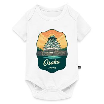 Osaka Castle Japan Retro Sonnenuntergang Reiseabzeichen - Baby Premium Kurzarmbody - Weiß - Vorne