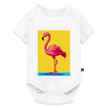 Flamingo - Baby Premium Kurzarmbody - Weiß - Vorne