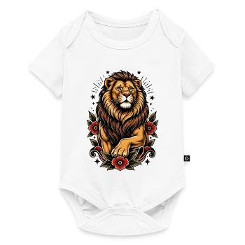 Inspiration florale du Lion - Body à manches courtes Premium Bébé - blanc - Devant