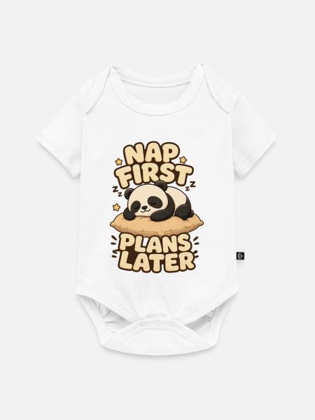 Nap First Plans Later Panda - Baby Premium Kurzarmbody - Weiß