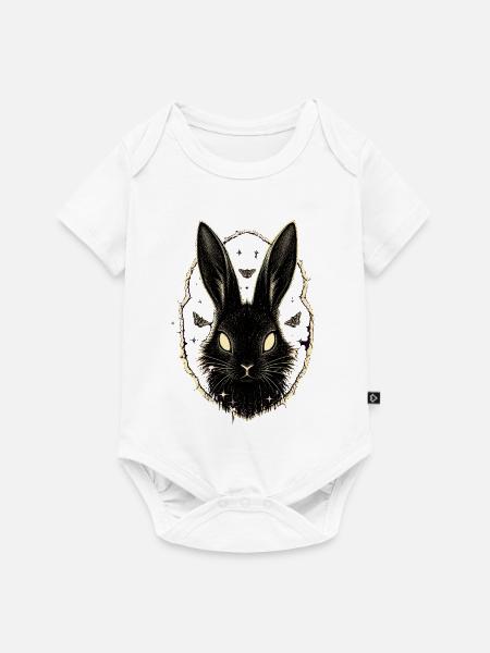 Schwarzer Hase mit Nachtfaltern - Baby Premium Kurzarmbody - Weiß