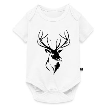 Elegant silhouette of a black deer's head - Baby Premium short-sleeve bodysuit - white - Front