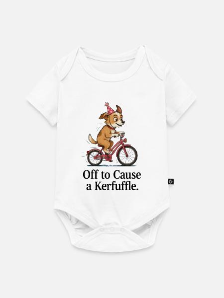 Hund auf Fahrrad mit Partyhut - Baby Premium Kurzarmbody - Weiß