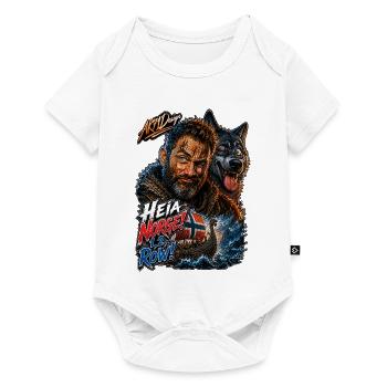 Heia Norge Norwegen Fan Wikinger Wolf Row Motiv - Baby Premium Kurzarmbody - Weiß - Vorne